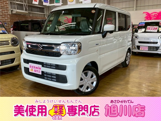 スペーシア 660ハイブリッドG 4WD レーンキープアシスト 障害物センサー 衝突被害軽減ブレーキ オートマチックハイビーム シートヒーター (ピュアホワイトパール)