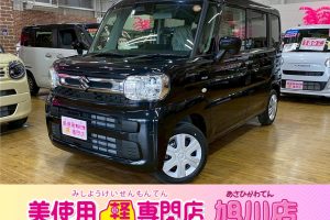 スペーシア ハイブリッドX 4WD 両側電動スライドドア オットマン レーンキープアシスト 障害物センサー オートマチックハイビーム アイドリングストップ 横滑り防止装置 衝突被害軽減ブレーキ (ブルーイッシュブラックパール3)