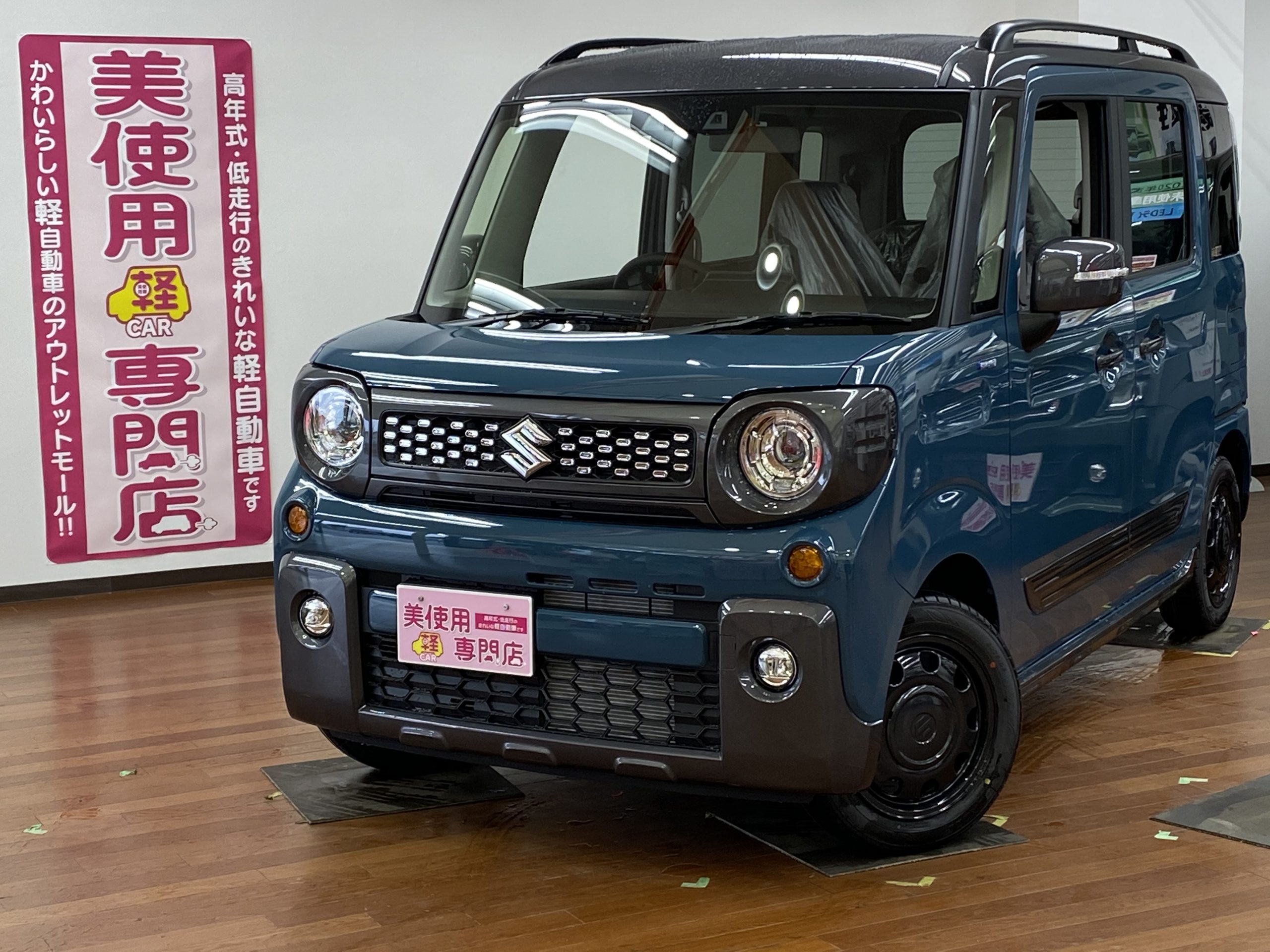 スズキ スペーシア660 ギア ハイブリッド XZ 4WD スマートキー 衝突軽減ブレーキ (ブルーブラックツートン)