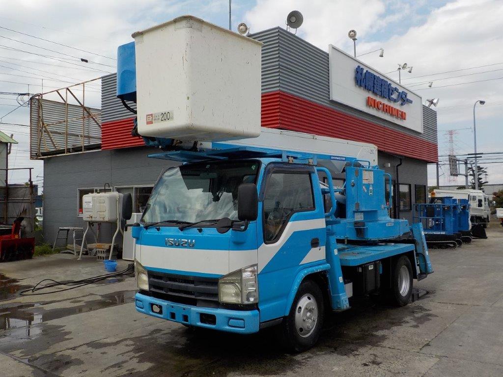 平成19年 いすゞ エルフ 11.9m高所作業車 FRPバケット 張り出し不要アウトリガー