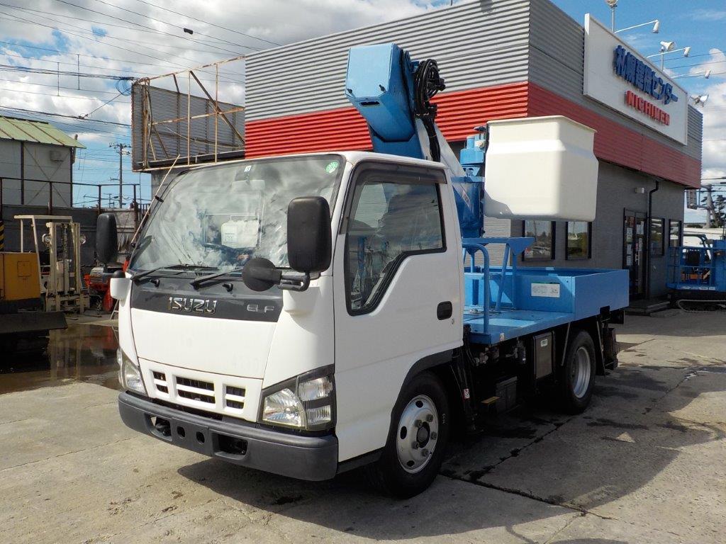 平成19年 いすゞ エルフ 9.7m高所作業車 FRPバケット 後方格納・張り出し不要アウトリガー