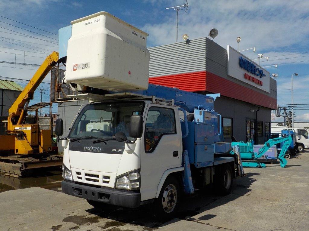 平成19年 いすゞ エルフ 11.9m高所作業車 FRPバケット 張出不要アウトリガー