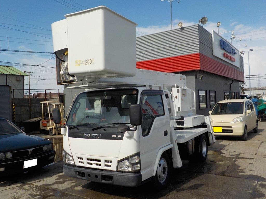 平成19年 いすゞ エルフ 11.9m高所作業車 FRPバケット・張り出し不要アウトリガー