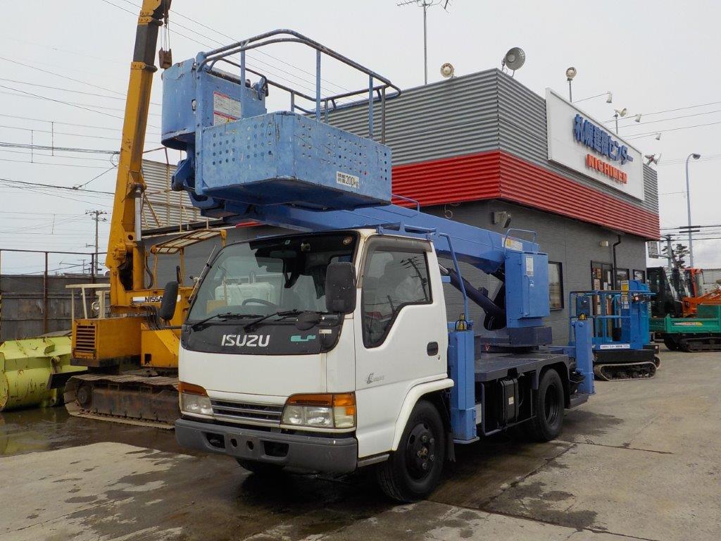 平成13年 いすゞ エルフ 13.1m高所作業車 スチールバケット